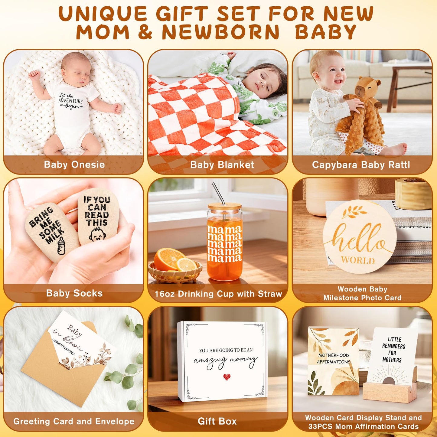 New Mom Gifts & Baby Girl Gift Set for Newborn,Baby Girl Gift Basket with Baby Milestone Blanket,Pregnancy Gifts for Expecting Mom,New Mom Care Package After Baby, Pregnancy Gifts for Women and Baby