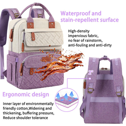 Diaper Bag Backpack, Baby Girl Diaper Bag for Mom, Large Pink Floral Diaper Bag Backpack for Girls, Waterproof Mom Backpack for Work Travel Holiday with Insulated Pockets and Stroller Straps