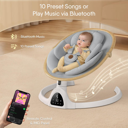Baby Swings for Infants, Fasonbaby Bluetooth Infant Swing with Music Speaker with 3 Seat Positions, 5 Speeds and Remote Control - Portable Baby Swing for Indoor and Outdoor (Black)