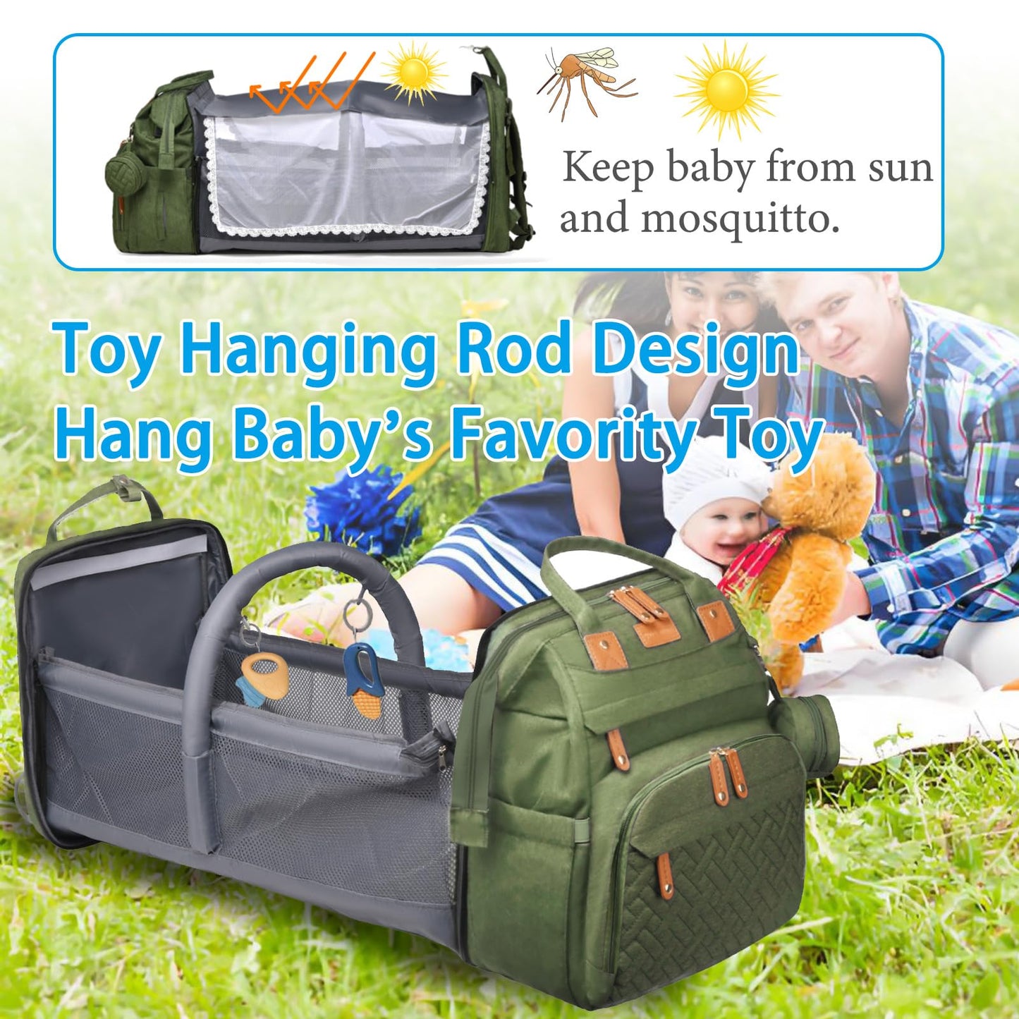 Jeryswet Baby Diaper Bags with Changing Station, Waterproof Large Capacity Diaper Bag Backpack for Moms Dads with USB Charging Port and Stroller Straps, Baby Shower Gifts, Grey