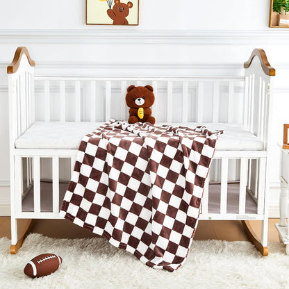 Yurhap Checkered Baby Blanket Fleece Baby Blankets for Boys, Ultra Soft Cozy Fluffy Infant Toddler Newborn Receiving Blankets for Crib Stroller, 30''x40'', Blue