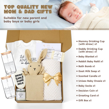 New Mom Gifts & Baby Girl Gift Set for Newborn,Baby Girl Gift Basket with Baby Milestone Blanket,Pregnancy Gifts for Expecting Mom,New Mom Care Package After Baby, Pregnancy Gifts for Women and Baby