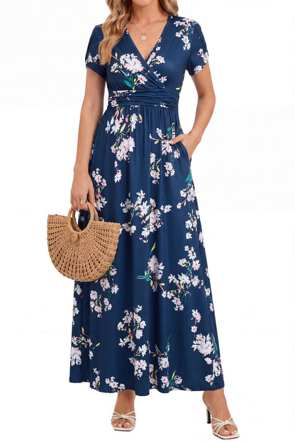 OUGES Maternity Maxi Dress Wrap Baby Shower Pregnancy Dresses for Photoshoot Maternity Outfits Summer Clothes 2026