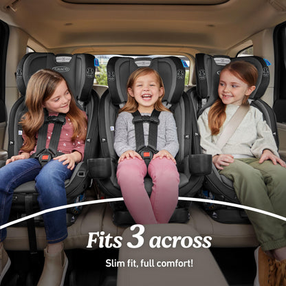 Graco Slimfit 3-in-1 Convertible Car Seat, Slim Car Seat with Space-Saving Design, Highback Booster Seat with 10-Position Headrest, Rear Facing and Forward Facing Carseat, Jarret