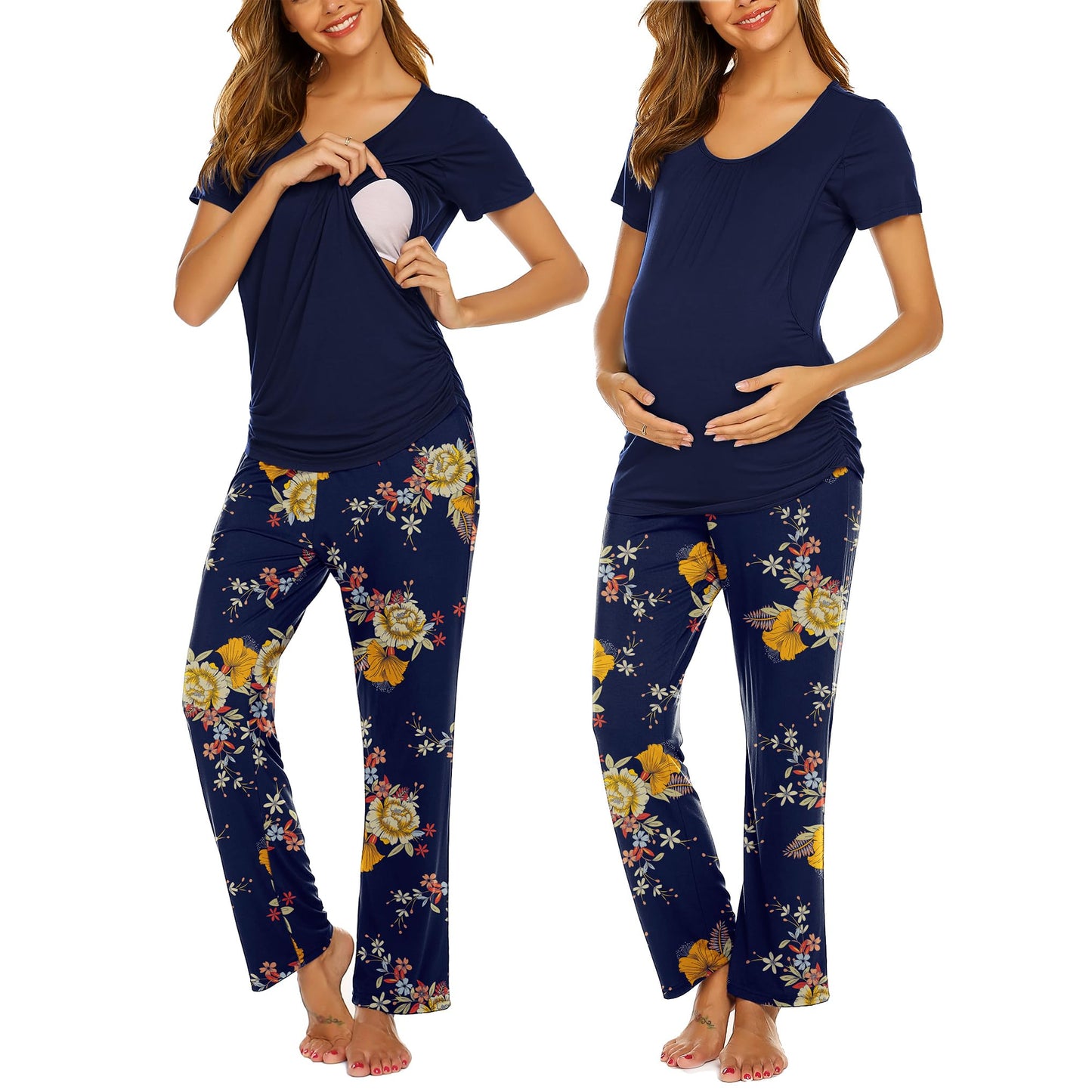 Ekouaer Womens Nursing Pajamas Maternity Breastfeeding Pjs Sleepwear Layer Soft Postpartum Lounge Set Pregnancy Clothes