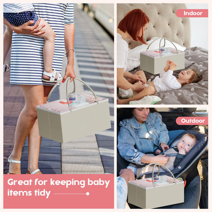 Cidaziya 2In1 Baby Diaper Caddy Organizers and Storage, 3 Tier Rolling Cart with Dividers and Drawers, Mobile Utility Cart Baby Dresser Clothes Organizer for Changing Table, Crib Nursery, Bedroom
