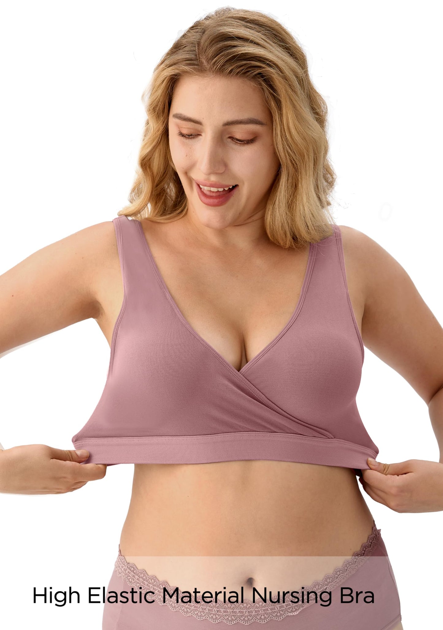 HBselect Nursing Bras for Breastfeeding, Maternity Nursing Sleep Bra Wireless Pregnancy Sleep Bralette 3/5 Pack