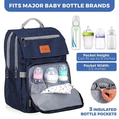 PILLANI Baby Diaper Bag Backpack - Baby Bag for Girls & Boys, Large Waterproof Toddler Diaper Backpack - Baby Shower Gifts & Registry Must Haves - Travel Diaper Bags with Changing Pad - Newborn Stuff