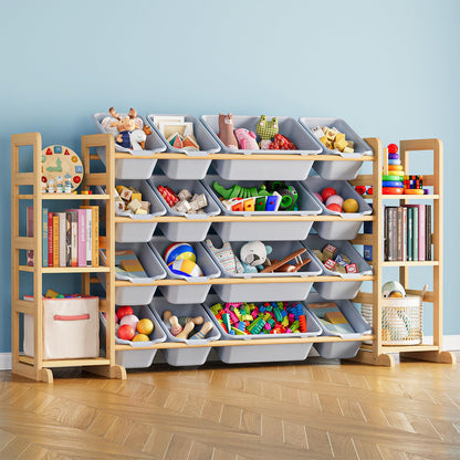 SpaceAid Toy Storage Organizer with 6 Shelves and 12 Bins, Bookshelf/Bookcase, Kids Bin Shelf, Toys Box for Playroom Organization for Bedroom & Room Decor, White, 52.3" W