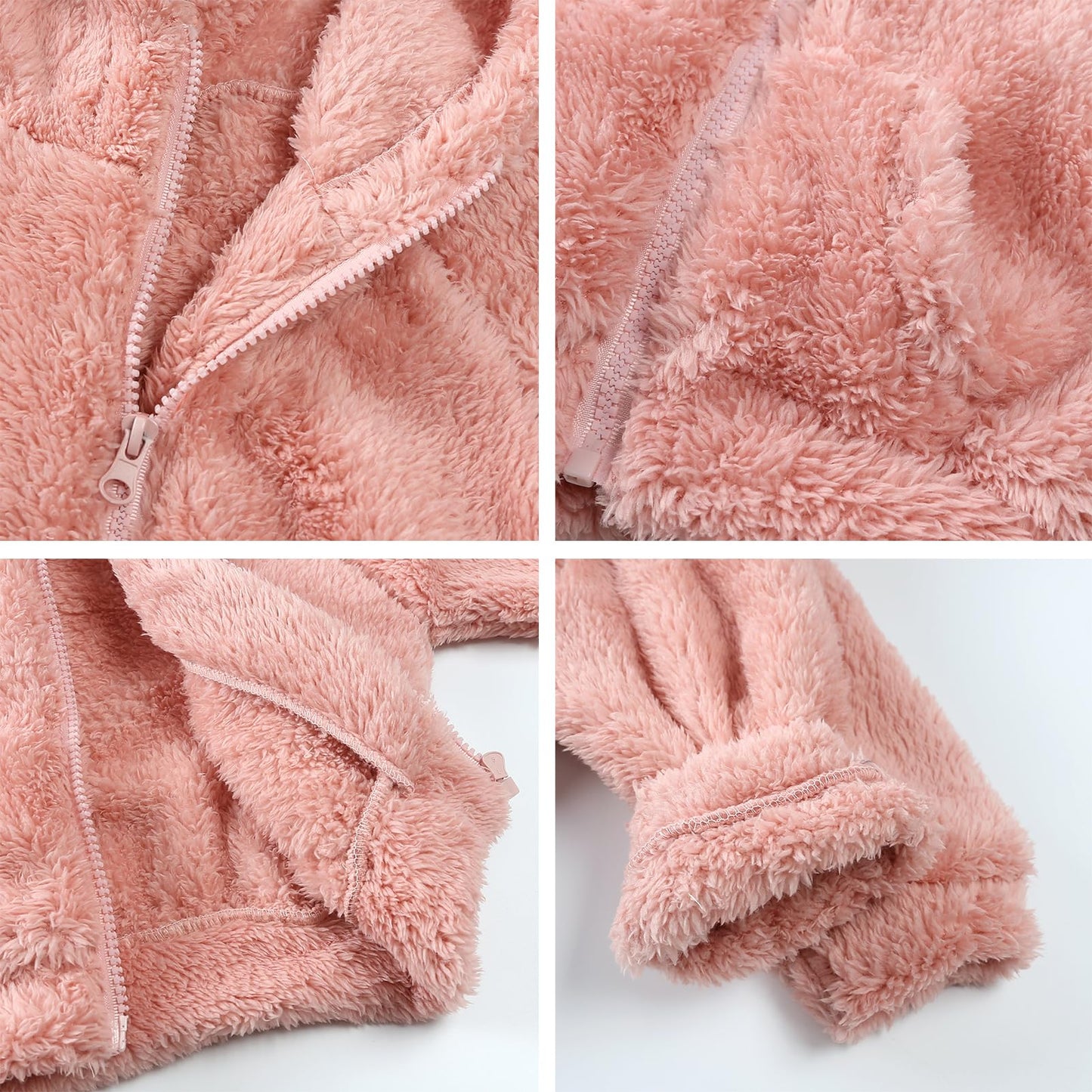 Newborn Infant Baby Boys Girls Cartoon Fleece Hooded Jacket Coat with Ears Warm Todder Kids Outwear Coat Zipper Up 0-6Y