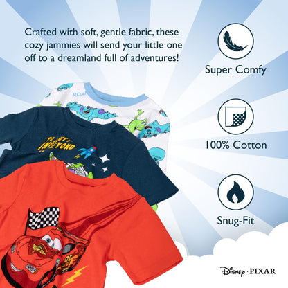 Disney Unisex Kids' 6-piece Snug-fit Cotton Matching Comfortable Pajama Set, Soft & Cute for Kids
