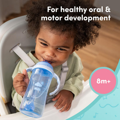 NUK Learner Straw Cup 10oz - Toddler Cup with Soft Straw for Easy Drinking Suitable for Ages 8 Months and Up