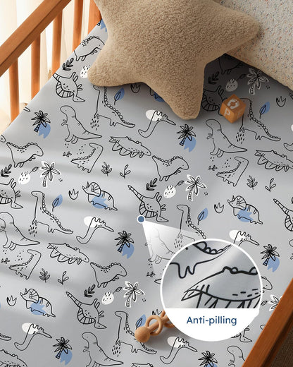 Unnivoll Baby Crib Sheets for Boys Girls, 28x52x8in Fitted Crib Sheet Neutral 3 Pack for Standard Crib and Toddler Mattress, Breathable Soft Microfiber Baby Sheet Blue Gray Planet