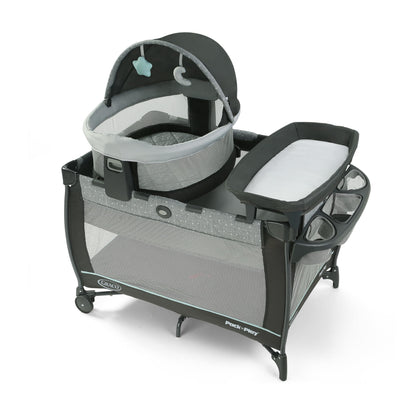 Graco® Pack n Play Dome LX Playard with Baby Bassinet Lightweight Portable Crib Push-Button Fold Travel Crib Redmond Convertible