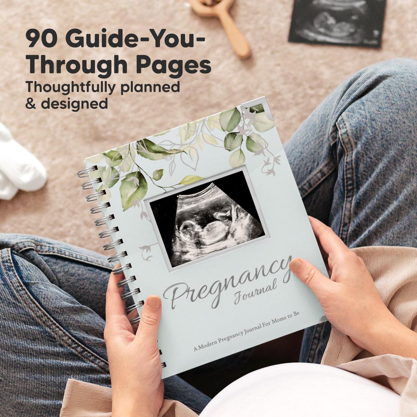 Pregnancy Journal for First Time Moms Gifts - 90 Pages Hardcover Pregnancy Memory Book, Beautiful & Cute Baby Book Keepsake, Ultrasound Baby Scrapbook, Mom To Be Gift (Alpine)