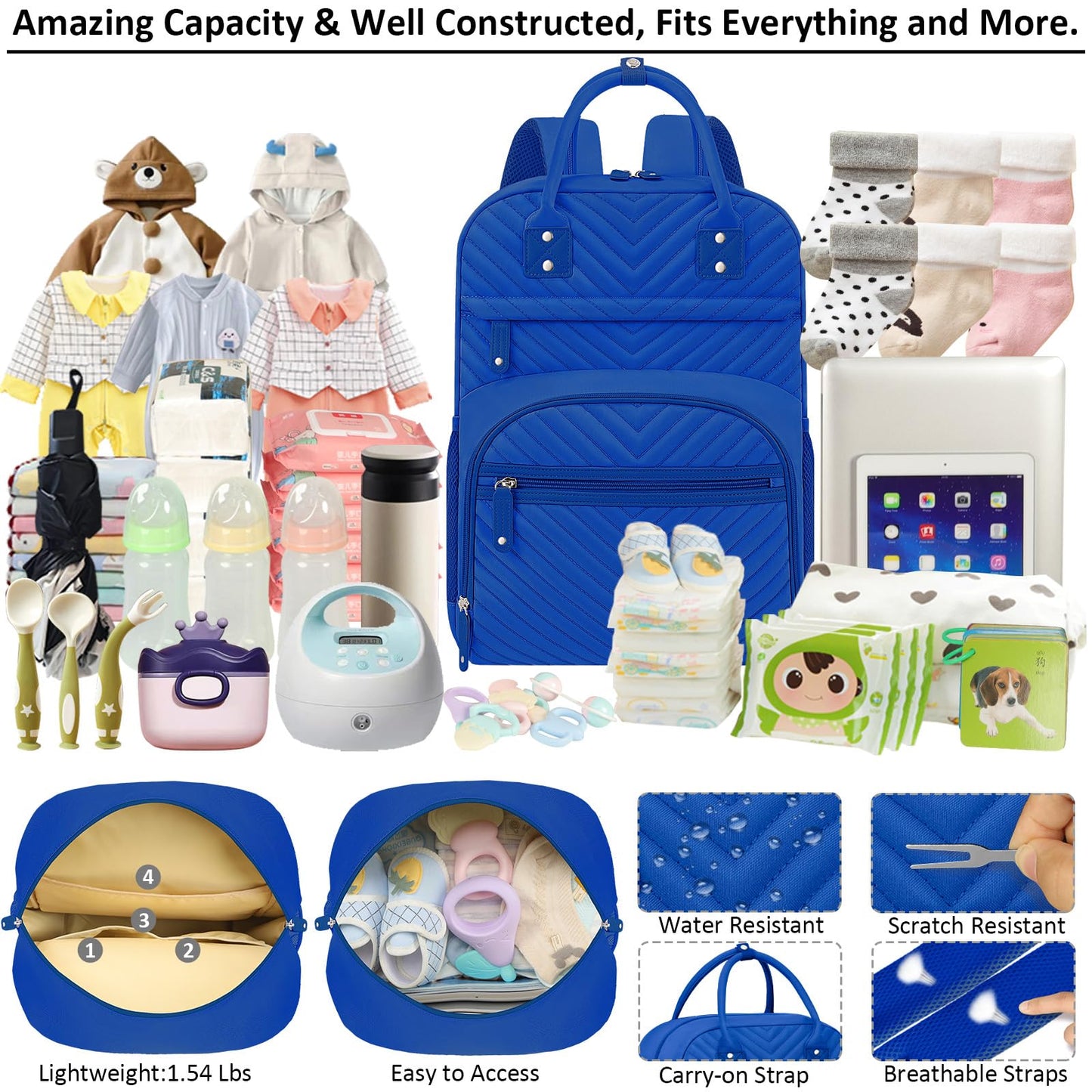 Tenot Diaper Bag Backpack for Women Large Capacity with Insulated Pockets Multifunctional Diaper Bags For Baby Girl Boy Waterproof Baby Bags For Mama Maternity Travel Bag Black