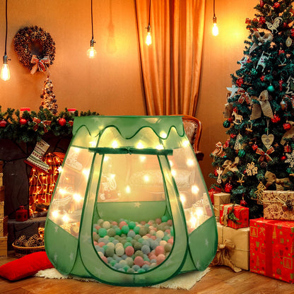 Baby Ball Pit for Toddler with 50 Balls, Pop Up Princess Tent with Star Lights for 1 2 3 Year Old Birthday Gift, 12-18 Months Baby Girl Toys with Carrying Bag, Indoor&Outdoor Play Tent for Kids