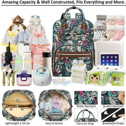 Tenot Diaper Bag Backpack for Women Large Capacity with Insulated Pockets Multifunctional Diaper Bags For Baby Girl Boy Waterproof Baby Bags For Mama Maternity Travel Bag Black
