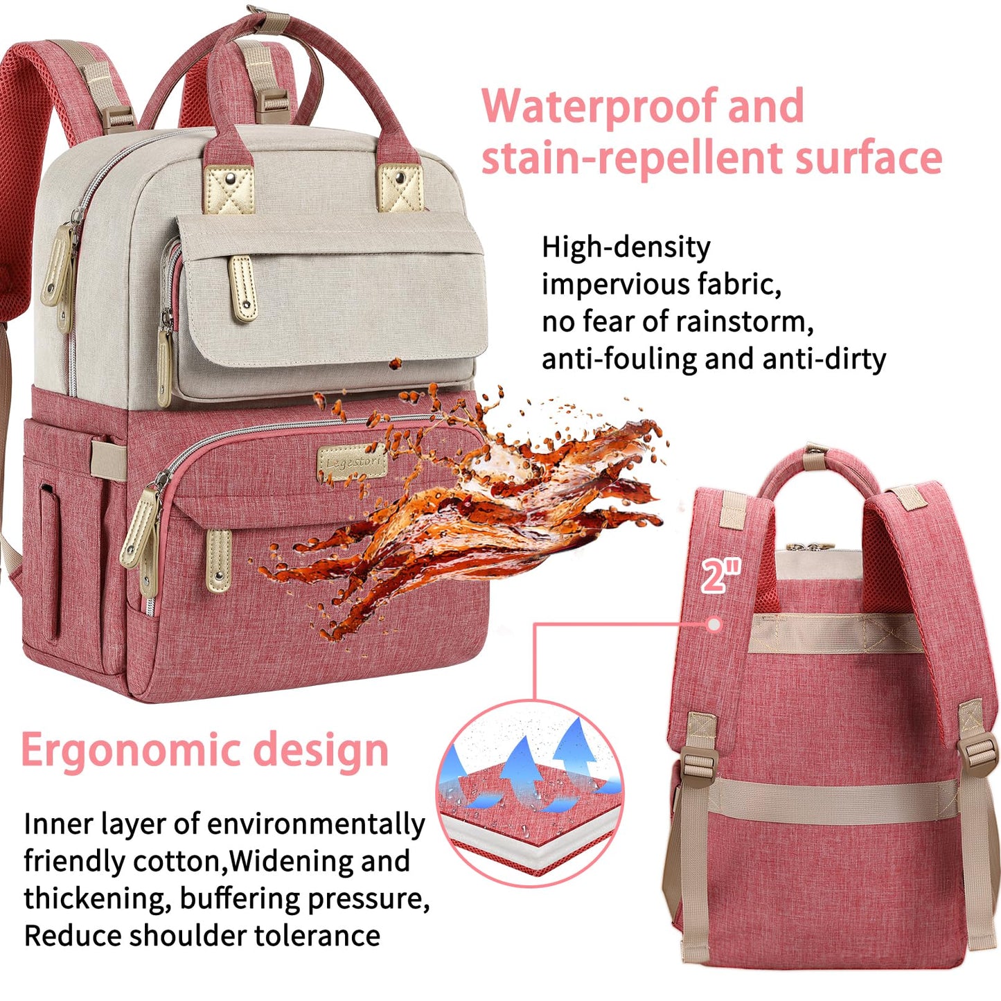Diaper Bag Backpack, Baby Girl Diaper Bag for Mom, Large Pink Floral Diaper Bag Backpack for Girls, Waterproof Mom Backpack for Work Travel Holiday with Insulated Pockets and Stroller Straps