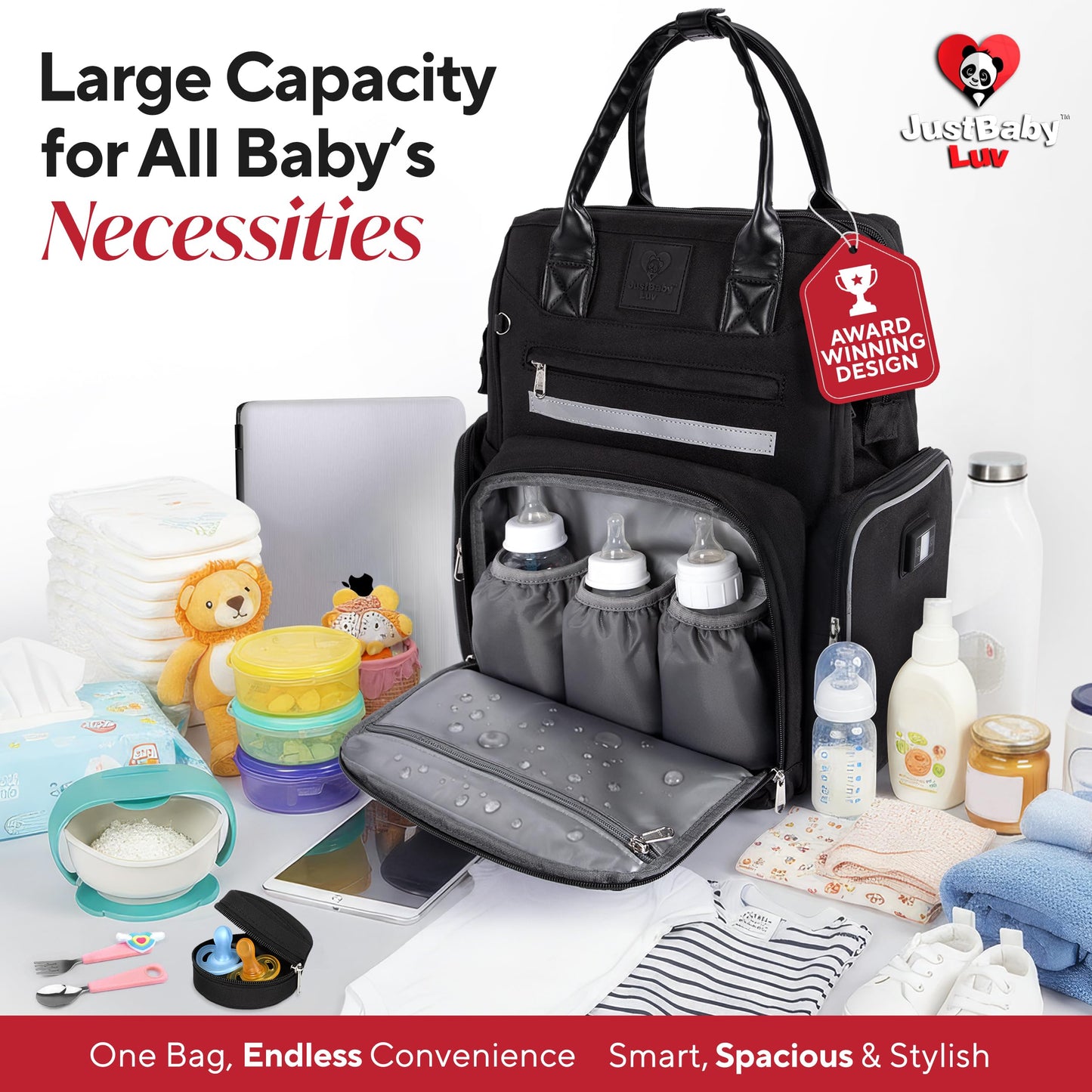Award-Winning Baby Diaper Bag Backpack with Changing Station –Large Multifunction Waterproof Diaper Bag, Warm Bottle Pockets, Travel Baby Organizer Mom & Dad, Newborn Baby Essentials, Newborn Gift