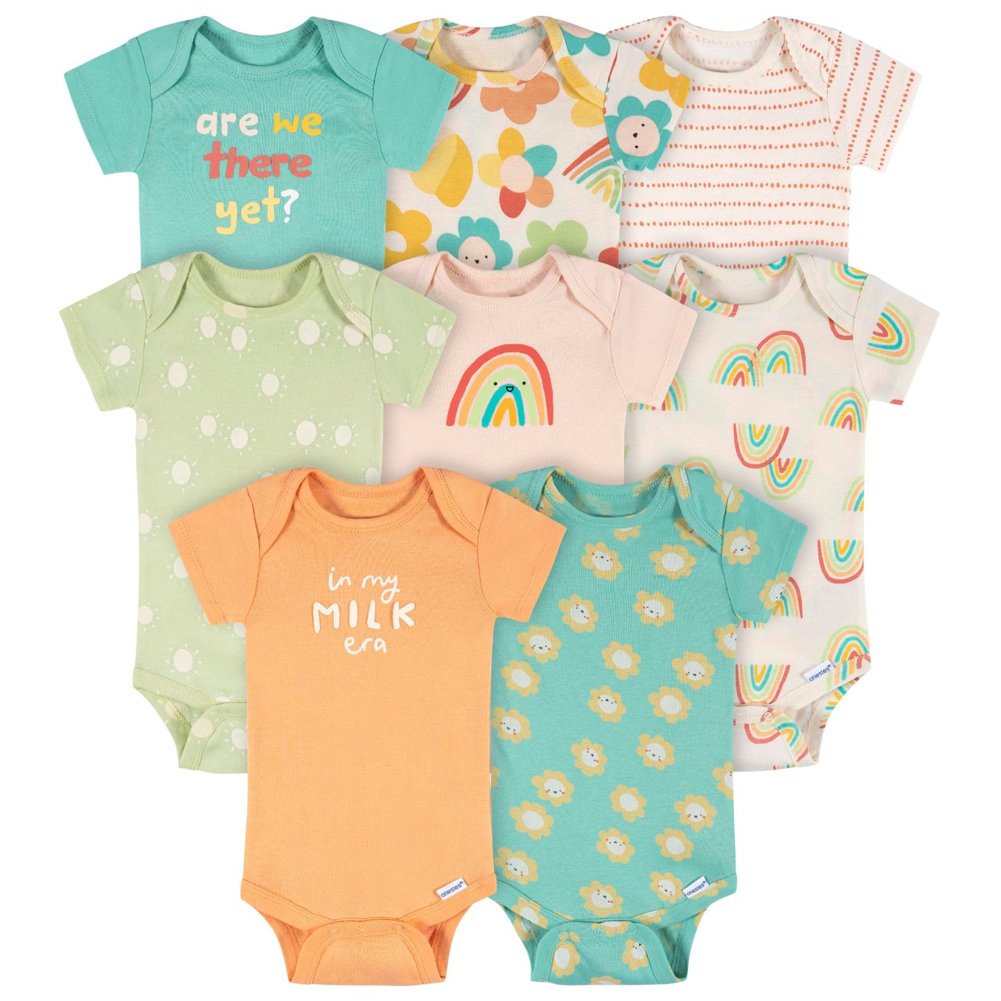 Onesies Brand Baby Girls' 8-pack Short Sleeve Mix & Match Bodysuits