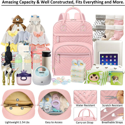 Tenot Diaper Bag Backpack for Women Large Capacity with Insulated Pockets Multifunctional Diaper Bags For Baby Girl Boy Waterproof Baby Bags For Mama Maternity Travel Bag Black