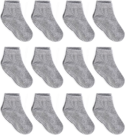 Zaples Baby Non Slip Grip Ankle Socks with Non Skid Soles for Infants Toddlers Kids Boys Girls