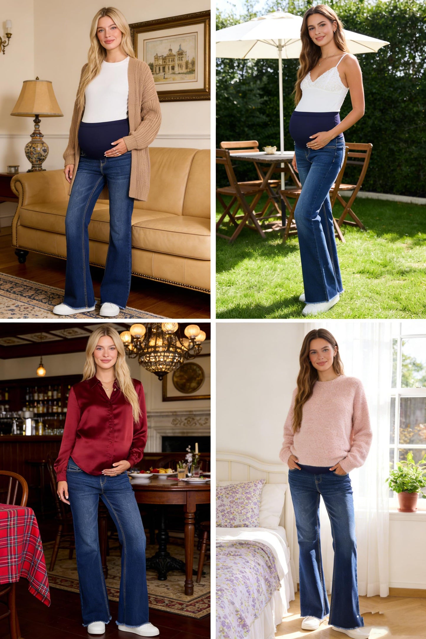 BLENCOT Maternity Jeans for Women Over Belly Pregnancy Pants Comfy Pregnant Jeans Flare Denim Jeans with Pockets