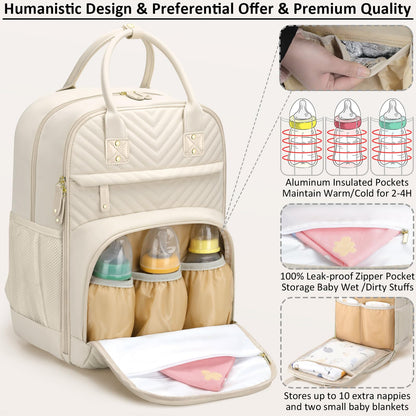 Tenot Diaper Bag Backpack for Women Large Capacity with Insulated Pockets Multifunctional Diaper Bags For Baby Girl Boy Waterproof Baby Bags For Mama Maternity Travel Bag Black