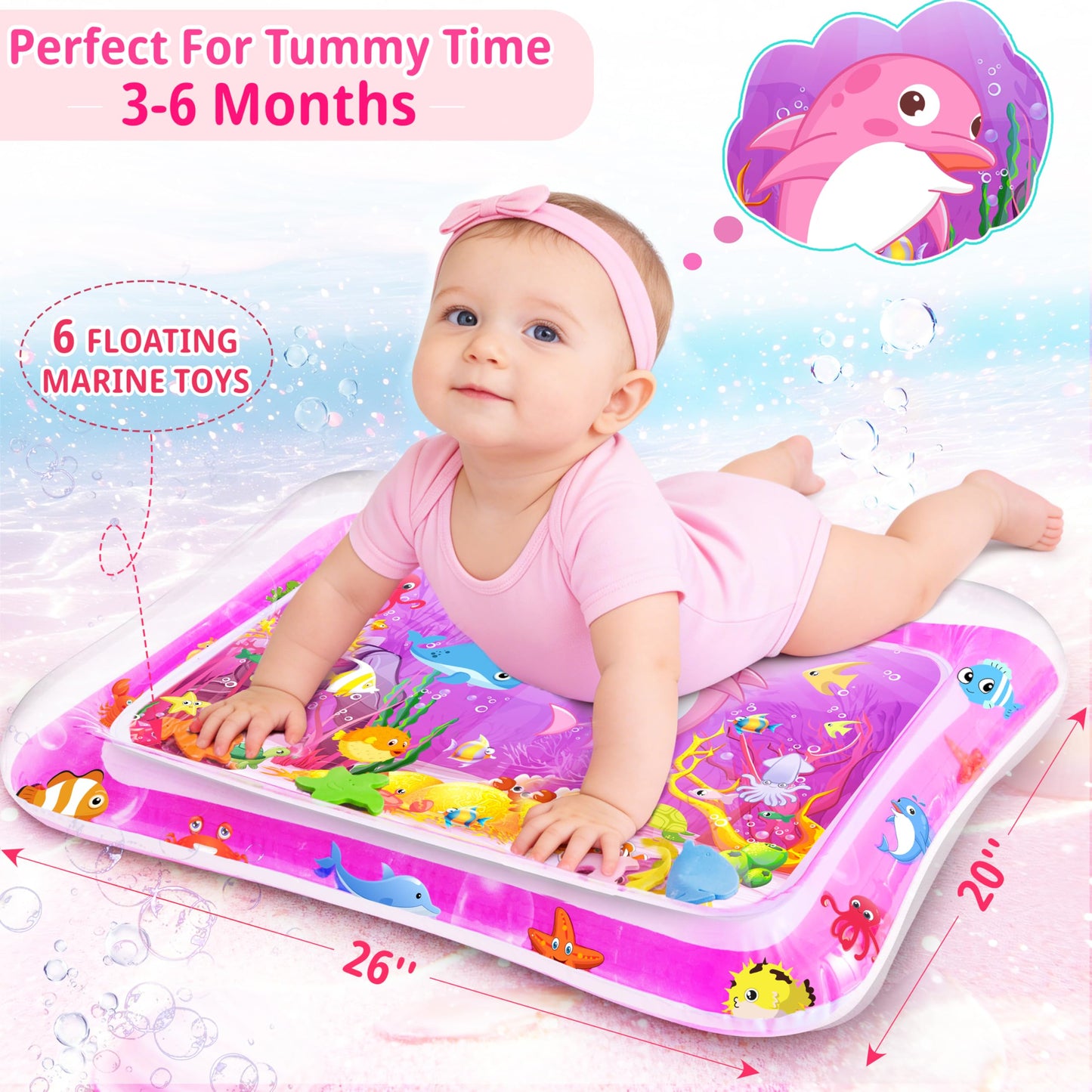 Yeeeasy Tummy Time Water Mat丨Inflatable Tummy Time Water Play Mat for Babies, Infants and Toddlers 3 to 24 Months Promote Development Toys Baby Toys essentials and Gifts