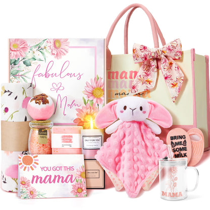 New Mom Gifts & Baby Girl Gift Set for Newborn,Baby Girl Gift Basket with Baby Milestone Blanket,Pregnancy Gifts for Expecting Mom,New Mom Care Package After Baby, Pregnancy Gifts for Women and Baby