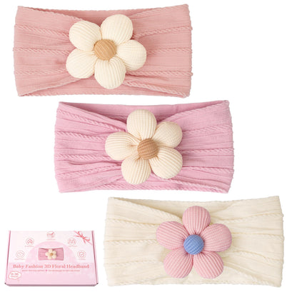 CÉLLOT 5 Pcs Baby Flower Headbands Baby Girls Nylon Headbands Soft Hairbands Hair Accessories for Newborn Infant Toddler Kids