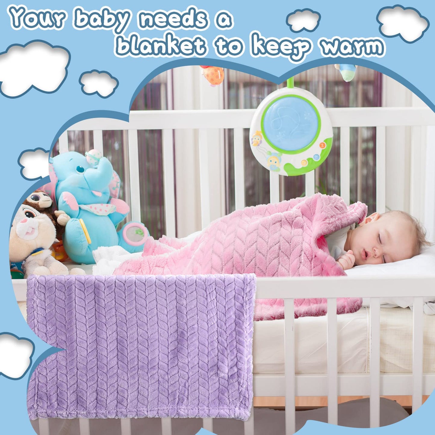 Frienda 4 Pcs Baby Fuzzy Blanket Fluffy Baby Blanket for Boys Girls Soft Warm Infant Newborn Toddler Receiving Nursery Bed Supplies, 32 x 24 Inch(Pink Color)