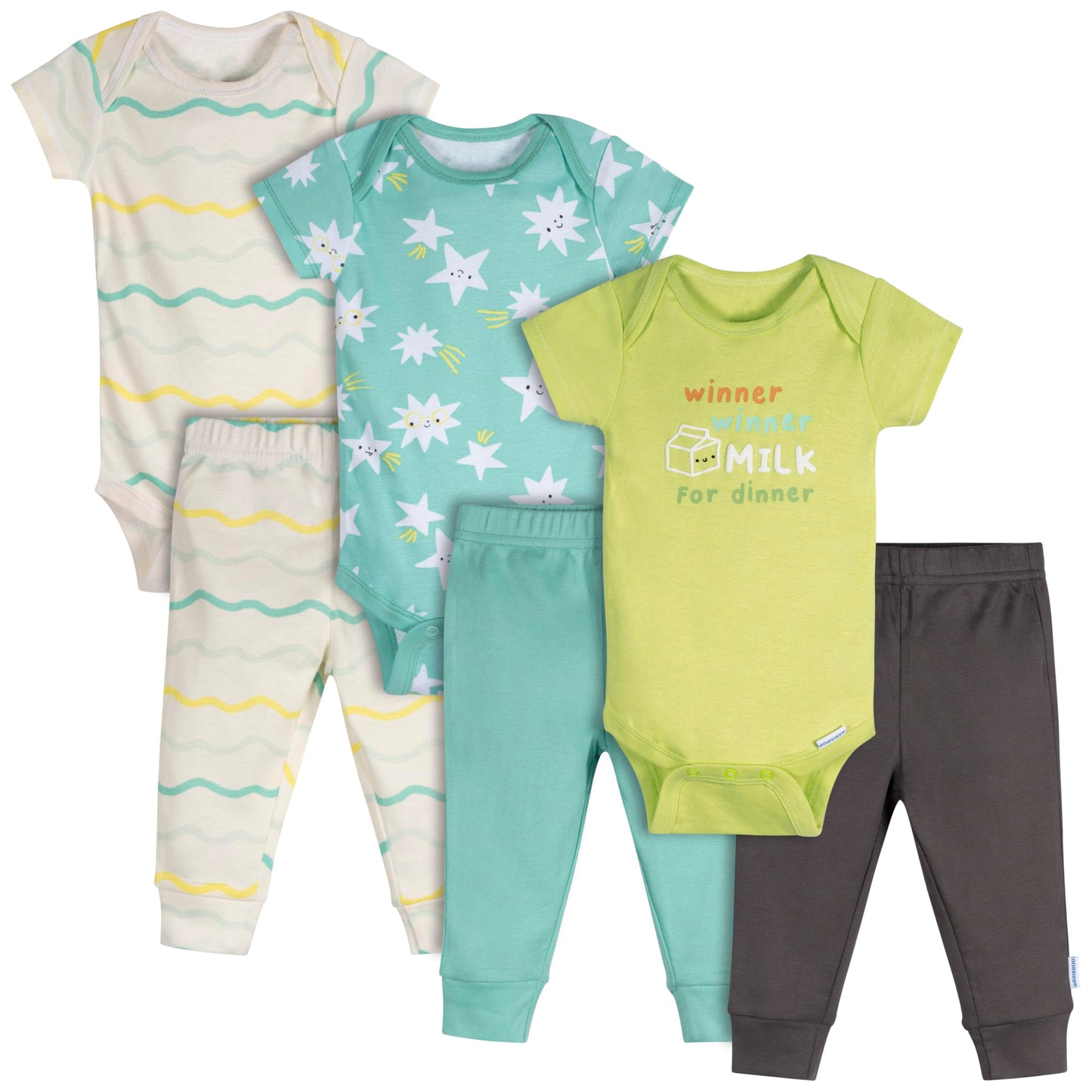 Onesies Brand Unisex Baby 3 Outfit Bundle Mix Match Pants Set