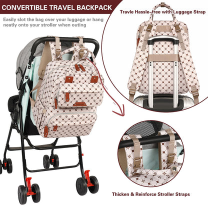 Diaper Bag Backpack, Baby Girl Diaper Bag for Mom, Large Pink Floral Diaper Bag Backpack for Girls, Waterproof Mom Backpack for Work Travel Holiday with Insulated Pockets and Stroller Straps