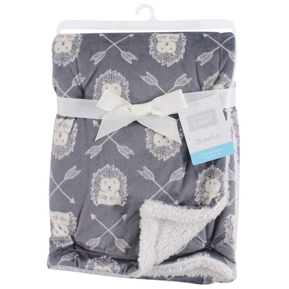 Hudson Baby Unisex Baby Plush Mink and Sherpa Blanket, Pink Floral, One Size
