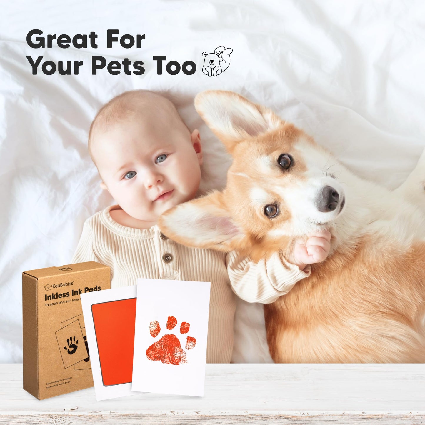 4-Pack Inkless Baby Hand and Footprint Kit - Mess Free Ink Pad for Newborn Keepsake, Dog Nose & Paw Print Kit, Clean Touch Ink Pad for Baby Hand & Footprints, First Mother's Day (Jet Black)