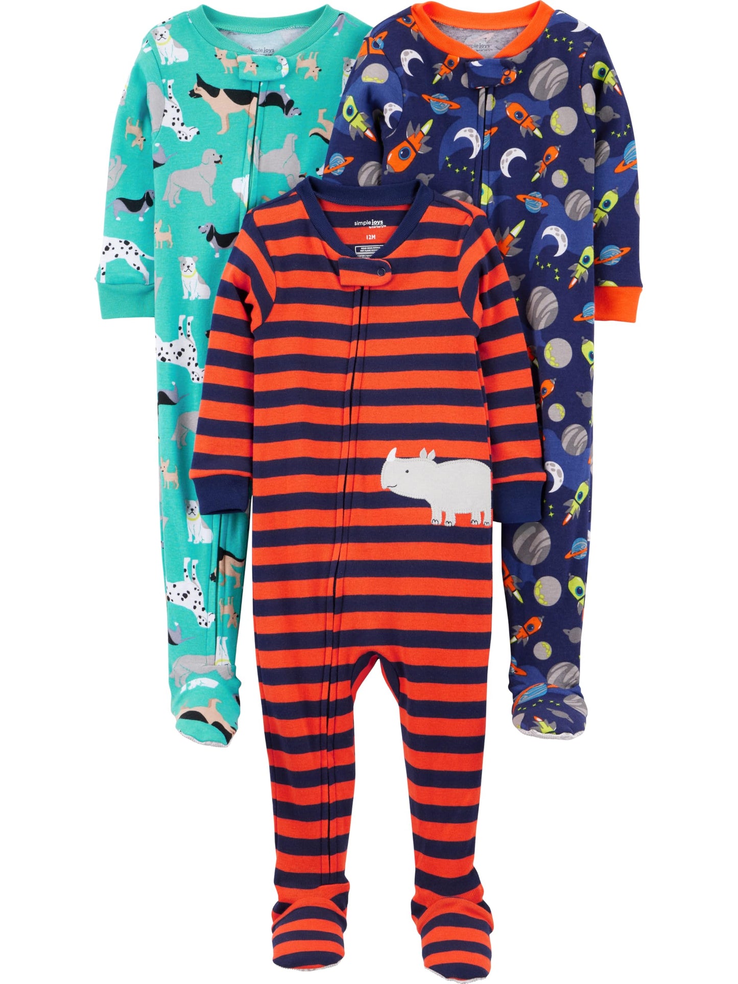 Simple Joys by Carter's baby-boys 3-pack Snug Fit Footed Cotton Pajamas