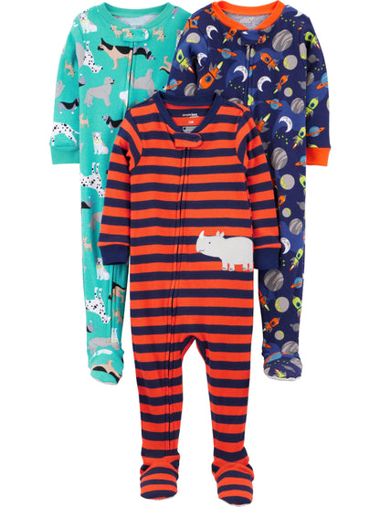Simple Joys by Carter's baby-boys 3-pack Snug Fit Footed Cotton Pajamas