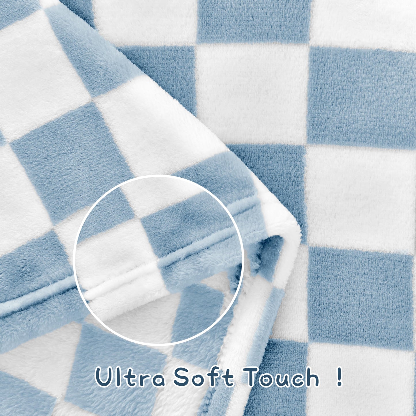 Yurhap Checkered Baby Blanket Fleece Baby Blankets for Boys, Ultra Soft Cozy Fluffy Infant Toddler Newborn Receiving Blankets for Crib Stroller, 30''x40'', Blue