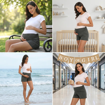 fitglam Women's Maternity Shorts Lounge Sleep Pajama Workout Comfy Stretchy Pregnancy Shorts