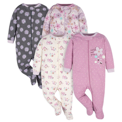 Gerber Baby-Girls 4 Pack Sleep 'N Play Footie