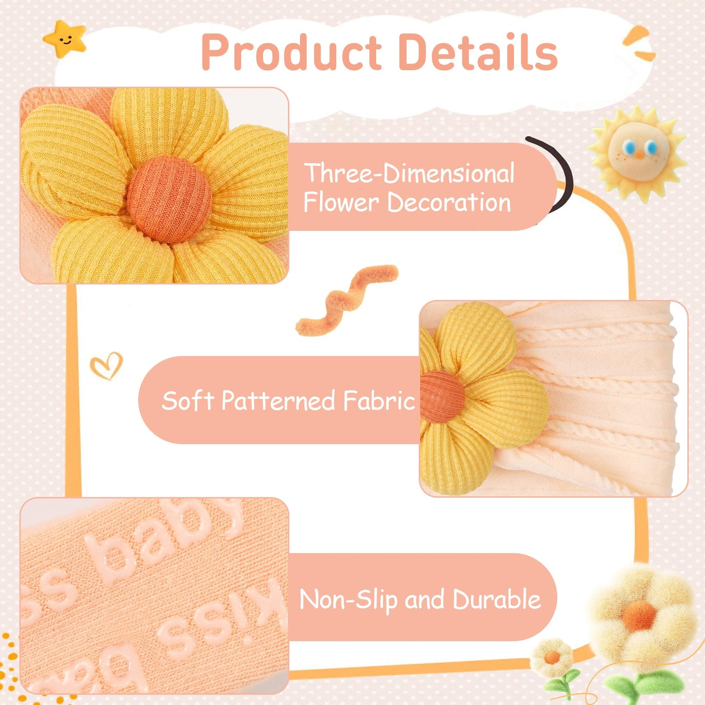 CÉLLOT 5 Pcs Baby Flower Headbands Baby Girls Nylon Headbands Soft Hairbands Hair Accessories for Newborn Infant Toddler Kids