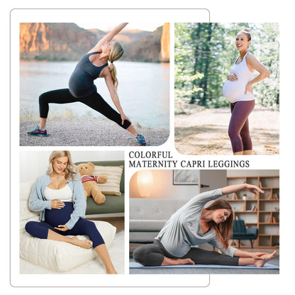 4 Pack Women’s Maternity Leggings with Pockets Over The Belly Butt Lift - Soft Workout Pregnancy Yoga Pants