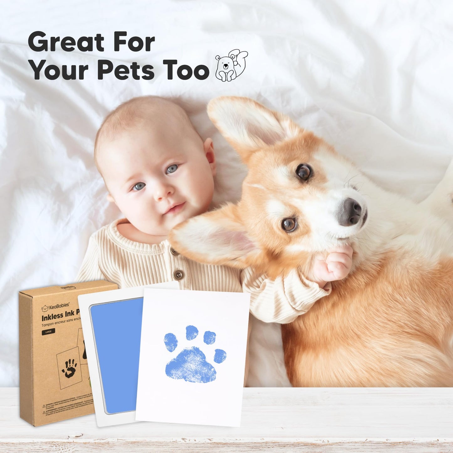 4-Pack Inkless Baby Hand and Footprint Kit - Mess Free Ink Pad for Newborn Keepsake, Dog Nose & Paw Print Kit, Clean Touch Ink Pad for Baby Hand & Footprints, First Mother's Day (Jet Black)