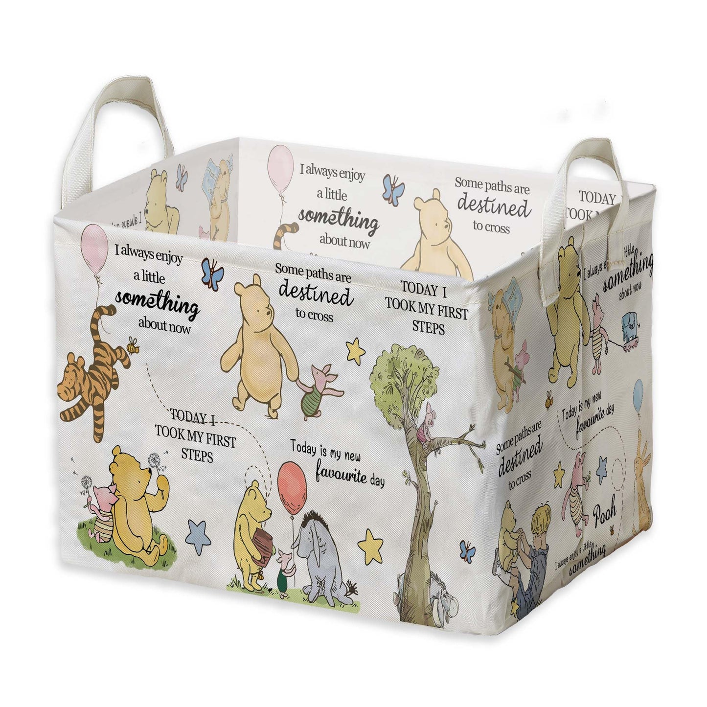 Winnie Nursery Decor, the Pooh Baby Stuff, Winnie Storage Nursery Basket, Large squarecanvas Laundry Hamper With A Waterproof PECoating, Foldable, Toys Bin, Baby Nursery HamperDecor, Star