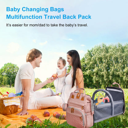 Jeryswet Baby Diaper Bags with Changing Station, Waterproof Large Capacity Diaper Bag Backpack for Moms Dads with USB Charging Port and Stroller Straps, Baby Shower Gifts, Grey