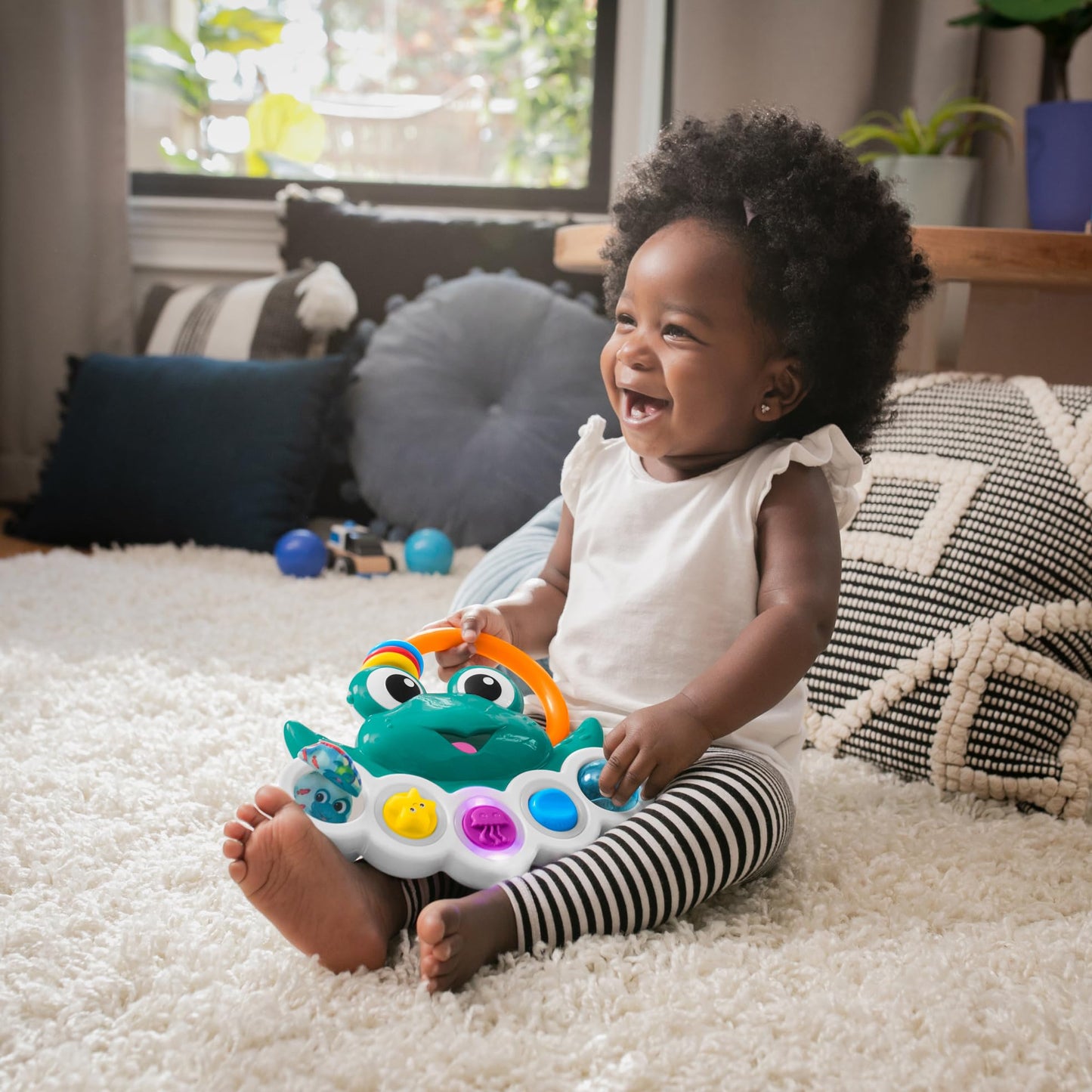 Baby Einstein Outstanding Opus The Octopus Sensory Rattle & Teether Multi-Use Toy, BPA Free & Chillable, 3 Months & up, Multicolored