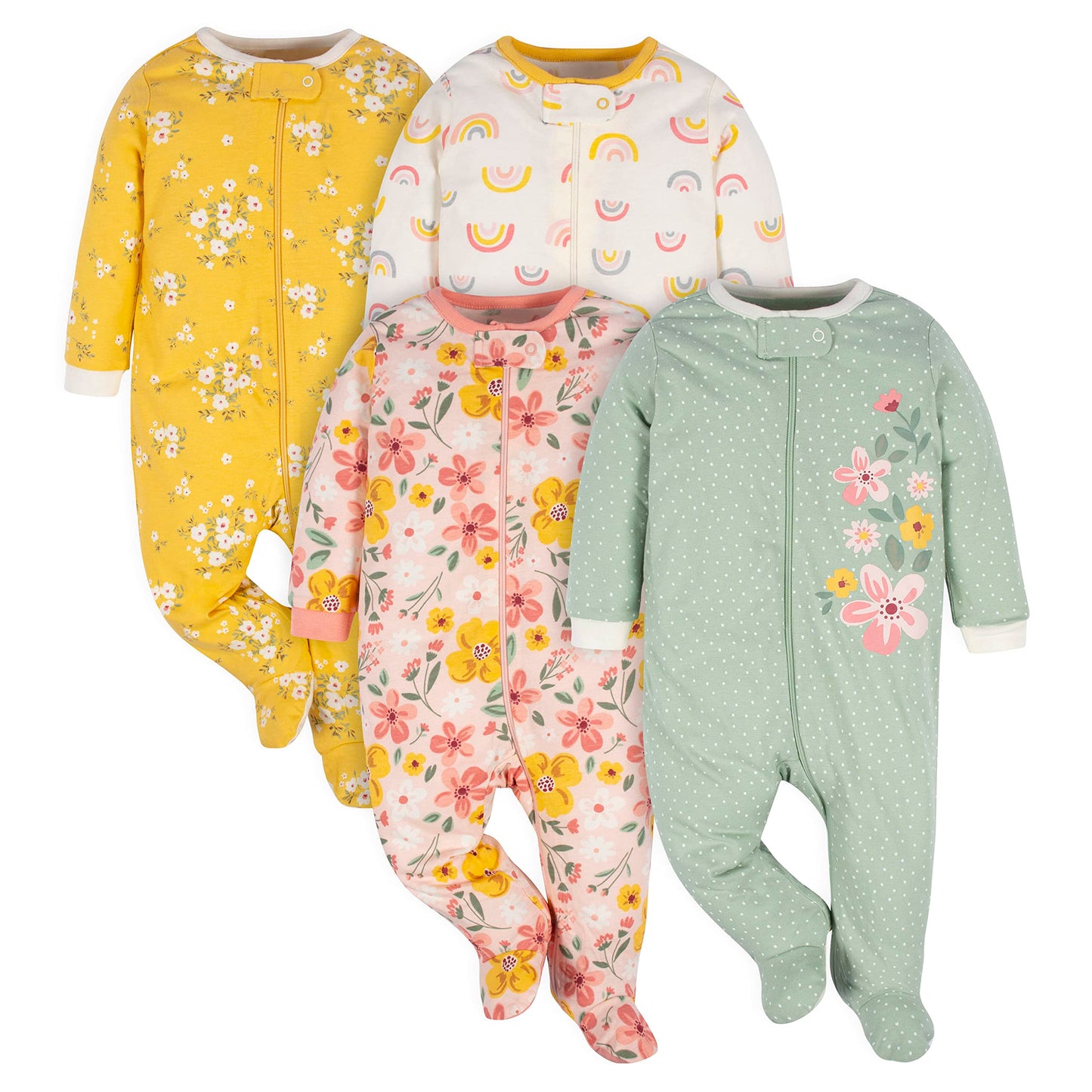 Gerber Baby-Girls 4 Pack Sleep 'N Play Footie