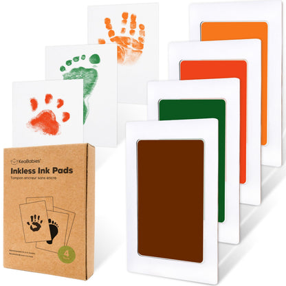 4-Pack Inkless Baby Hand and Footprint Kit - Mess Free Ink Pad for Newborn Keepsake, Dog Nose & Paw Print Kit, Clean Touch Ink Pad for Baby Hand & Footprints, First Mother's Day (Jet Black)